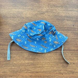 Patagonia Blue Kids Bucket Hat with Orange Fish Print